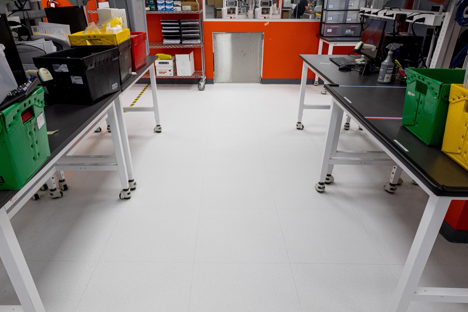 After: the lab floor cleaned and refinished