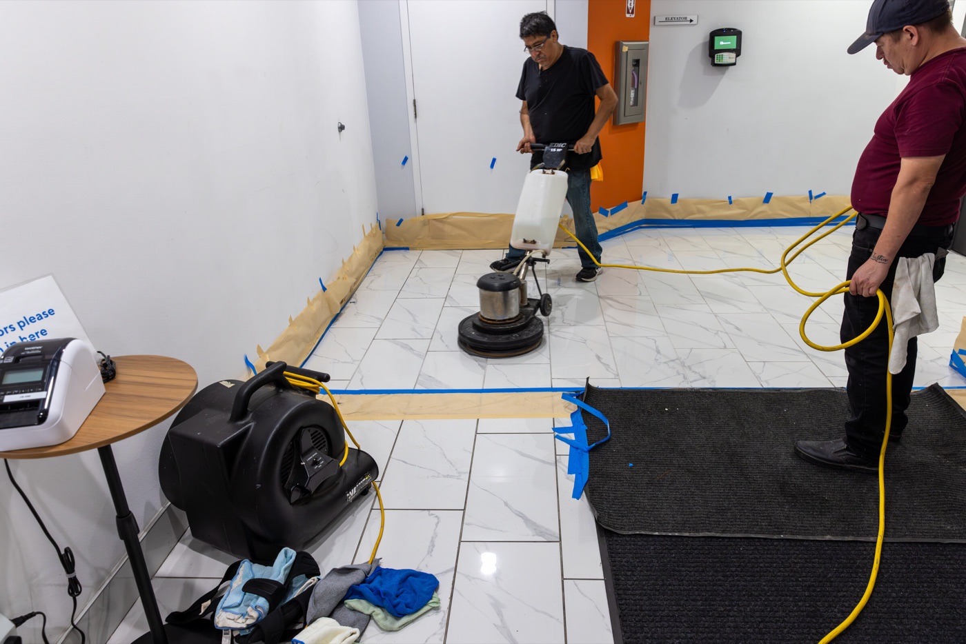 VHH crew restoring a marble floor